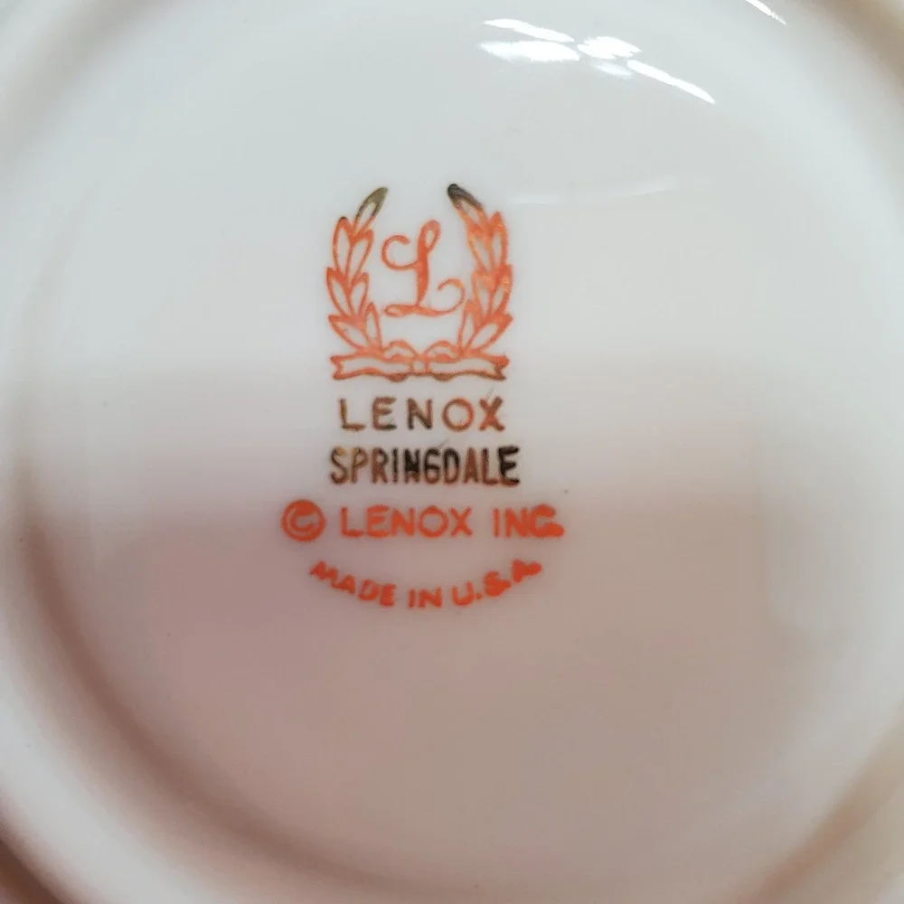 Lenox Springdale Cup Saucer Salad Dinner & Bread Plates 5 Pieces Platinum Trim